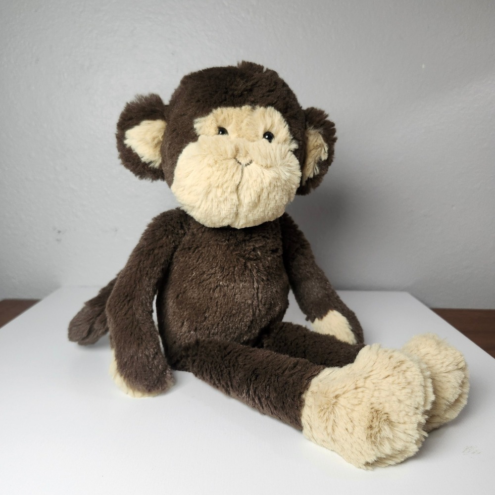 Pottery Barn Kids Monkey Plush 14" Brown Cream Soft Stuffed Animal 2013